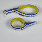 Preview: Halsband Zug-Stop, 3 - 3.5cm, 25 - 55cm, Neopren gelb, blau, Blumen weiss