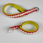 Preview: Halsband Zug-Stop, 3 - 3.5cm, 25 - 55cm, Neopren gelb, rot, Blumen weiss