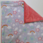 Preview: Kuscheldecke, pink teddy, hellviolett regenbogen wolken 3-fach Fleece