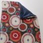 Preview: Kuscheldecke, dunkelrauchblau, mandalas bunt 3-fach Fleece