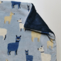 Preview: Kuscheldecke, dunkelrauchblau, hellblau lama 3-fach Fleece