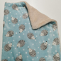 Preview: Kuscheldecke, creme teddy, mint igel 3-fach Fleece