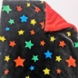 Preview: Kuscheldecke, rot, schwarz sterne bunt teddy 3-fach Fleece