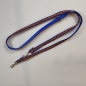 Preview: Leine 3fach verstellbar 1.6m - 2m, extra Weich blau, mit Lederband braun