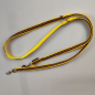 Preview: Leine 3fach verstellbar 1.6m - 2m, extra Weich gelb, mit Lederband braun