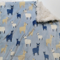 Preview: Relaxdecke superflauschig, weiss, hellblau lama, 4-lagiger Wellness-Fleece