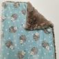 Preview: Relaxdecke superflauschig, taupe, mint igel, 4-lagiger Wellness-Fleece