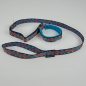 Preview: Agilityleine mit Neopren 3cm, 30 - 45cm Wellen blau - orange, aqua