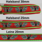 Preview: Agilityleine mit Borte und Neopren, 2.5 & 3.0cm, 25 - 45cm Fledermaus, rot, neongrün