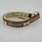 Preview: Halsband Zug-Stop, 2.5 - 3.5cm, 25 - 55cm, Neopren + Bling Bling Bling Bling Pfote-Knochen, beige, braun, olive