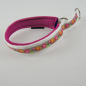 Preview: Halsband Zug-Stop, 2.5 - 3.5cm, 25 - 55cm, Neopren Blumen grau, pink, weiss