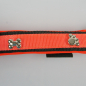 Preview: Halsband Zug-Stop, 3.5cm, 30 - 55cm, Neopren + Nieten Nieten Pfote + Knochen, neonorange, schwarz, neonorange