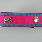 Preview: Halsband Zug-Stop, 3.5cm, 30 - 55cm, Neopren + Nieten Nieten Pfote + Knochen, pink, aqua, neonpink