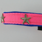 Preview: Halsband Zug-Stop, 2.0cm, 20 - 35cm, Neopren + Nieten Stern, blau, neonrosa