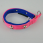 Preview: Halsband Zug-Stop, 2.0cm, 20 - 35cm, Neopren + Nieten Stern, blau, neonrosa