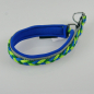 Preview: Halsband Zug-Stop, 2.5 - 3cm, 25 - 55cm, Neopren + geflochten geflochten neongrün - smaragd - blau, blau, grau