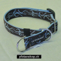 Preview: Halsband Zug-Stop verstellbar  1.5 - 2.5cm, 20 - 60cm Tattoo braun - hellblau