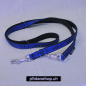 Preview: Leine 3fach verstellbar 1.6 - 2m,  15 - 25mm, Tattoo blau - schwarz Tattoo blau - schwarz