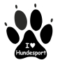 Preview: Pfotenaufkleber  I Love Hundesport  , diverse Farben