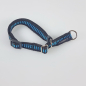 Preview: Halsband Zug-Stop verstellbar  1.5 - 2.0cm, 20 - 42cm schwarz - blau gestreift