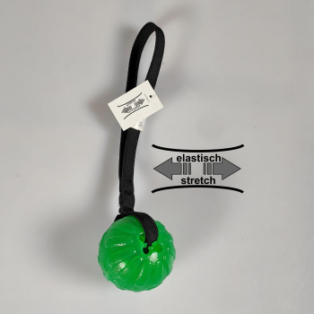 Ball grün, 8.5cm, weich stabil mit elastischer Bandschlaufe