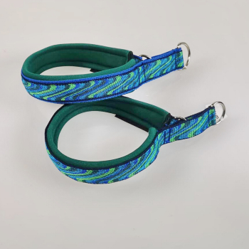 Halsband Zug-Stop, 2.5 - 3.0cm, 25 - 55cm, Neopren grün, Wellen blau - grün