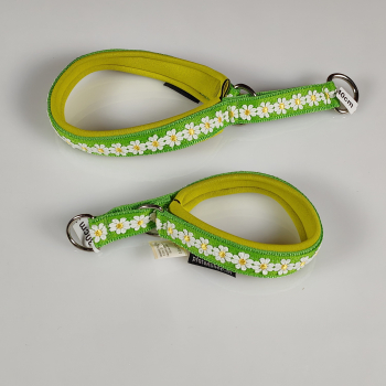 Halsband Zug-Stop, 3 - 3.5cm, 25 - 55cm, Neopren gelb, grün, Blumen weiss