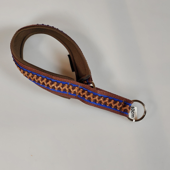 Preview: Halsband Zug-Stop, 3 - 3.5cm, 25 - 55cm, Neopren mit Kunst-Leder Borte, blau
