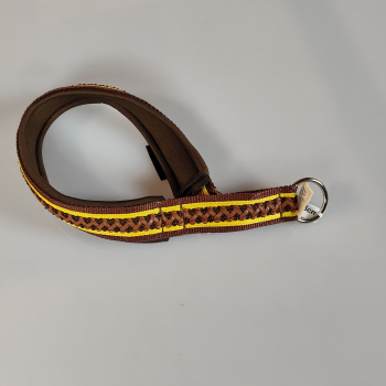 Preview: Halsband Zug-Stop, 3 - 3.5cm, 25 - 55cm, Neopren mit Kunst-Leder Borte, gelb