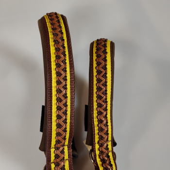 Preview: Halsband Zug-Stop, 3 - 3.5cm, 25 - 55cm, Neopren mit Kunst-Leder Borte, gelb