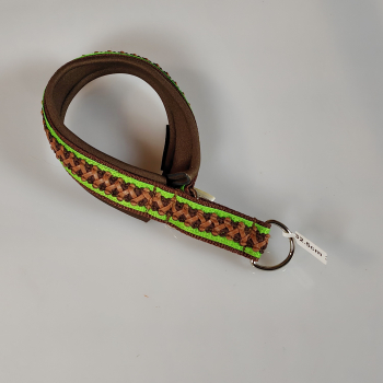 Preview: Halsband Zug-Stop, 3 - 3.5cm, 25 - 55cm, Neopren mit Kunst-Leder Borte, neongrün