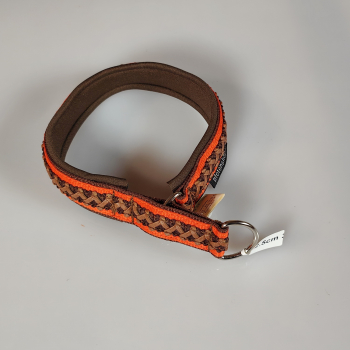 Halsband Zug-Stop, 3 - 3.5cm, 25 - 55cm, Neopren mit Kunst-Leder Borte, orange