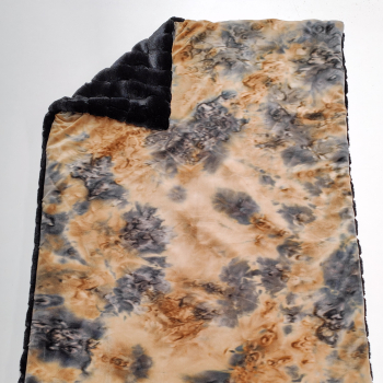 Kuscheldecke, schwarz karo teddy, batik camel grau, grau 3-fach Fleece