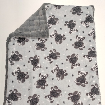 Kuscheldecke, grau karo teddy, grau teddy, grau 3-fach Fleece