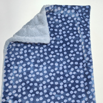 Kuscheldecke, hellrauchblau gemustert Teddy, dunkelblau tupfen rauchblau, grau 3-fach Fleece