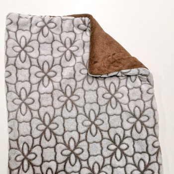 Kuscheldecke, Braun_beige-Blumen_ton_in_ton 3-fach Fleece