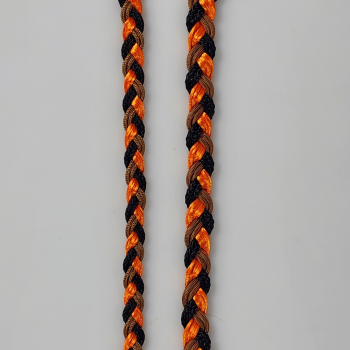 Halsband flachgeflochten, für kleine Hunde, schwarz, hellbraun P, orange satin