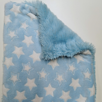 Relaxdecke superflauschig, hellblau, hellblau sterne weiss, 4-lagiger Wellness-Fleece