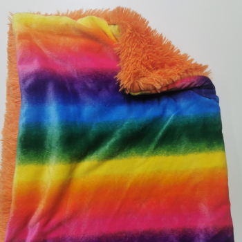 Relaxdecke superflauschig, orange, regenbogen, 4-lagiger Wellness-Fleece