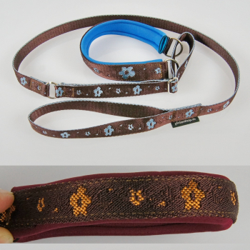 Agilityleine mit Neopren 2.0 - 3cm, 22.5 - 45cm Blume braun - orange, bordeaux