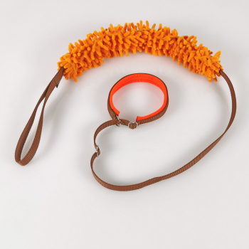 Agilityleine mit Neopren und Fussel 2.5cm, 25 - 45cm braun, orange