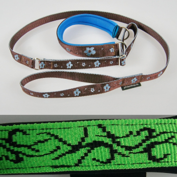 Agilityleine mit Neopren Tattoo neongrün - schwarz