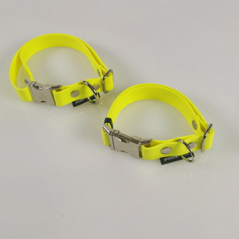 Halsband Click, 2 - 2.5cm, 30-65cm, wasserfest neongelb Biothan 2 Breiten, 2 Längen