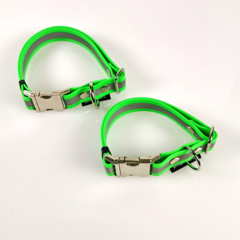 Halsband Click, 2 - 2.5cm, 30-65cm, wasserfest neongrün - reflex Biothan 2 Breiten, 2 Längen