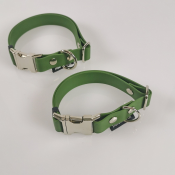 Halsband Click, 2 - 2.5cm, 30-65cm, wasserfest olive Biothan 2 Breiten, 2 Längen