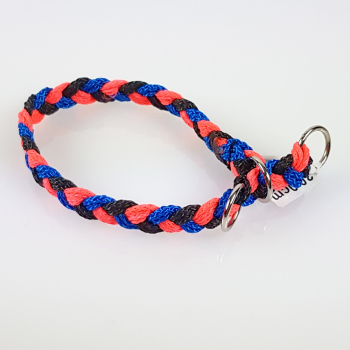 Halsband flachgeflochten, für kleine Hunde, koralle, schwarz, blau