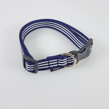 Halsband Click, 2.5cm, 30-65cm, dunkelblau - weiss gestreift dunkelblau - weiss gestreift