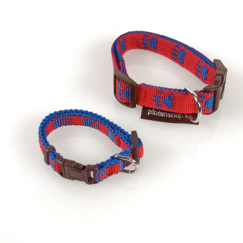 Halsband Click, 1.0 + 1.5cm, 16.5-46cm Pfoten rot - blau