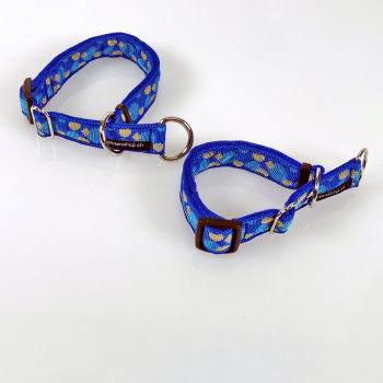 Halsband Zug-Stop verstellbar  2.5cm + 3cm, 25-60cm Tupfen blau Tupfen blau, grau, hellblau
