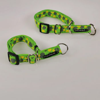 Halsband Zug-Stop verstellbar  2.5cm, 25-60cm Tupfen grün Tupfen grün, grau, gelb